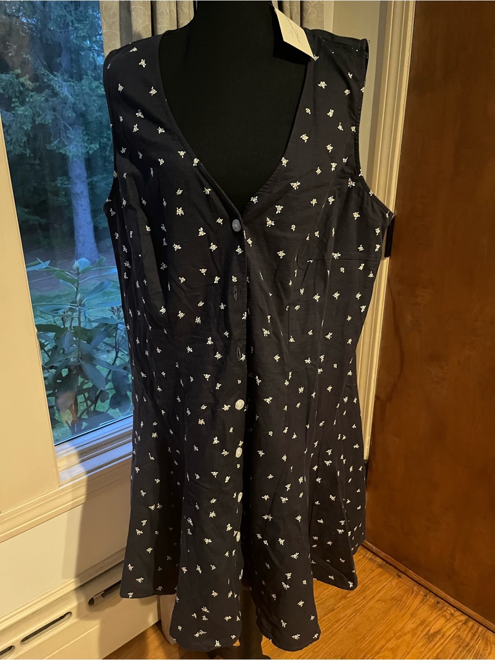 Universal Thread Navy Blue Floral Button-Front Dress